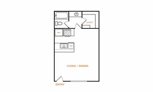 Studio • 1 Bath B102 floor plan